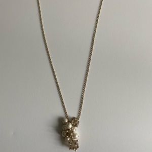 NWT Ann Taylor Gold And Faux Pearl Long Necklace